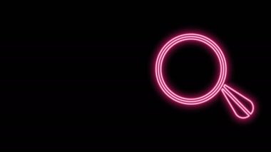 Parlak neon çizgili araba aynası ikonu siyah arkaplanda izole edildi. 4K Video hareketli grafik canlandırması