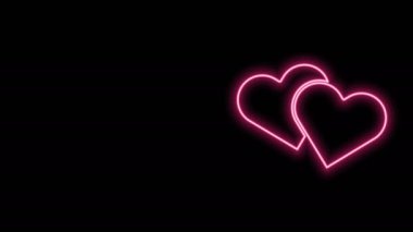 Parlayan neon çizgisi kalp simgesi siyah arkaplanda izole edildi. Romantik sembol, bağlanma, tutku ve düğün. Sevgililer Günü sembolü. 4K Video hareketli grafik canlandırması