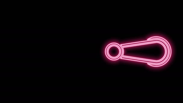 Linha de néon brilhante Ícone de maçaneta da porta do carro isolado no fundo preto. Animação gráfica em movimento de vídeo 4K — Vídeo de Stock