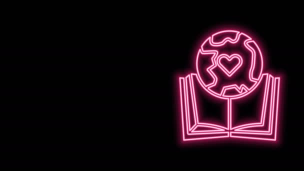 发光的霓虹灯线地球和书籍图标孤立在黑色的背景 世界或地球的标志 全球互联网符号 几何形状 4k视频运动图形动画 图库视频影像 C Vectorvalera Gmail Com