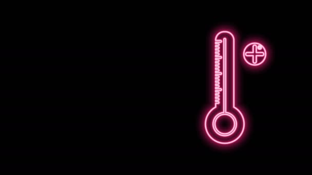 Linea neon luminosa Termometro digitale medico per l'icona di visita medica isolato su sfondo nero. Animazione grafica 4K Video motion — Video Stock