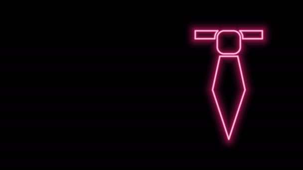 Ragyogó neon vonal Nyakkendő ikon elszigetelt fekete háttérrel. Nyakkendő és nyakkendő szimbólum. 4K Videó mozgás grafikus animáció — Stock videók