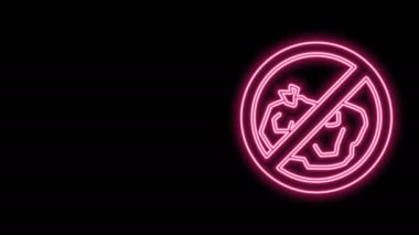 Parlayan neon hattı Siyah arkaplanda çöp simgesi yok. 4K Video hareketli grafik canlandırması