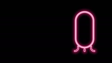 Parlayan neon hattı. Yatak odası, mağazalar, sahne arkası ikonu için büyük boy ayna. Siyah arka planda izole edilmiş. 4K Video hareketli grafik canlandırması