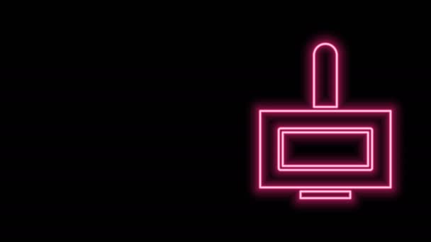 Zářící neonová linka Lak na nehty ikona láhev izolované na černém pozadí. Grafická animace pohybu videa 4K — Stock video