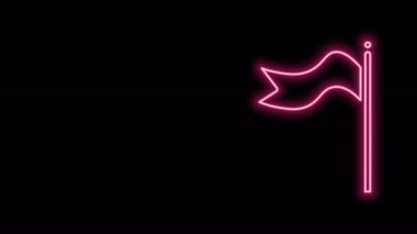 Parlak neon hattı Meteoroloji rüzgar gülü ikonu siyah arkaplanda izole edilmiş. Rüzgâr Sock rüzgarın yönünü ve gücünü gösteriyor. 4K Video hareketli grafik canlandırması