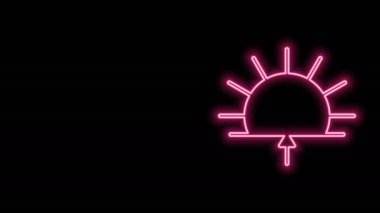 Parlayan neon hattı Sunrise simgesi siyah arkaplanda izole edildi. 4K Video hareketli grafik canlandırması