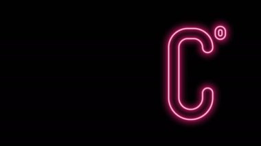 Parlayan neon hattı Celsius simgesi siyah arkaplanda izole edildi. 4K Video hareketli grafik canlandırması