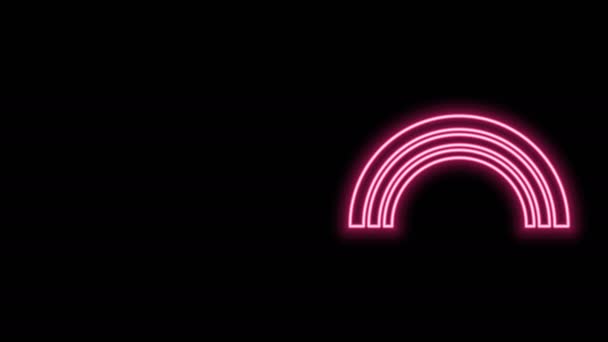 Linha de néon brilhante Ícone do arco-íris isolado no fundo preto. Animação gráfica em movimento de vídeo 4K — Vídeo de Stock