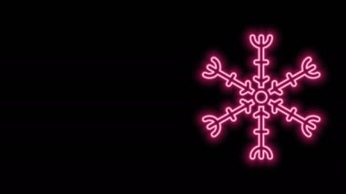 Parlayan neon hattı Kar Tanesi simgesi siyah arkaplanda izole edildi. 4K Video hareketli grafik canlandırması