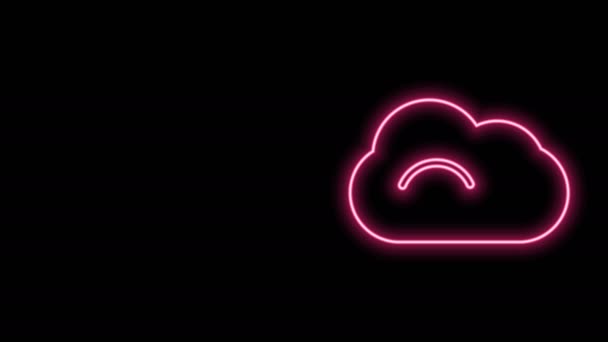 Φωτεινά νέον γραμμή Cloud εικονίδιο απομονώνονται σε μαύρο φόντο. 4K Γραφική κίνηση κίνησης βίντεο — Αρχείο Βίντεο