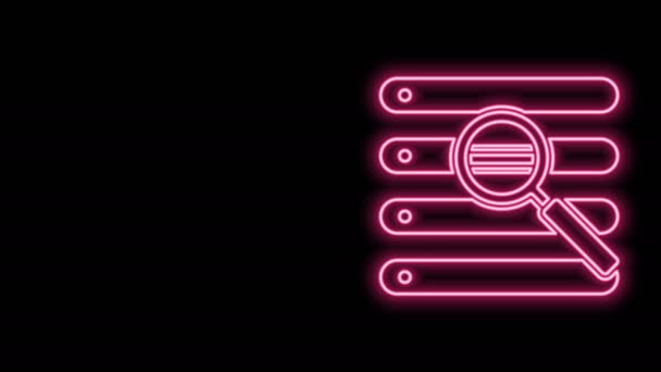 Świecąca neonowa linia Szukaj w ikonie okna przeglądarki odizolowanej na czarnym tle. 4K Animacja graficzna ruchu wideo — Wideo stockowe