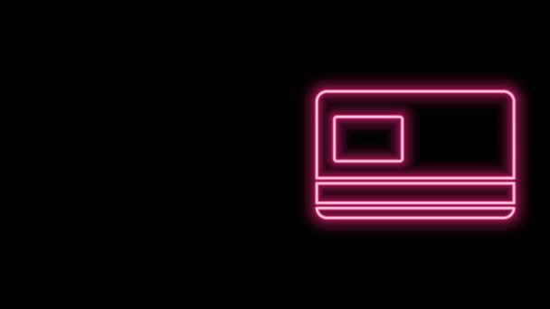 Glowing neon line Credit card icon isolated on black background. Online payment. Cash withdrawal. Financial operations. Shopping sign. 4K Video motion graphic animation — Stock Video