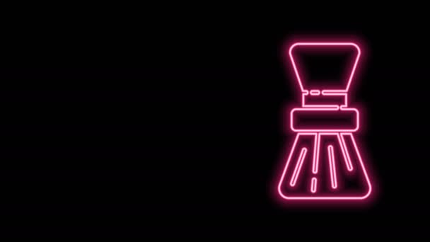 Parlak neon çizgisi, siyah arkaplanda traş fırçası simgesi izole. Berber dükkanı sembolü. 4K Video hareketli grafik canlandırması — Stok video