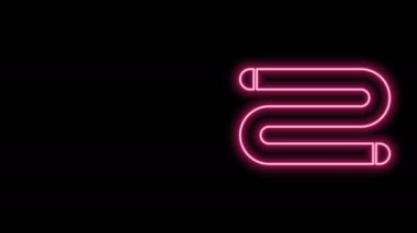 Parlayan neon çizgisi Havlu simgesi siyah arkaplanda izole edildi. 4K Video hareketli grafik canlandırması