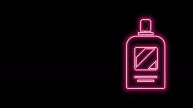 Siyah arkaplanda parlayan neon hattı şampuan ikonu. 4K Video hareketli grafik canlandırması