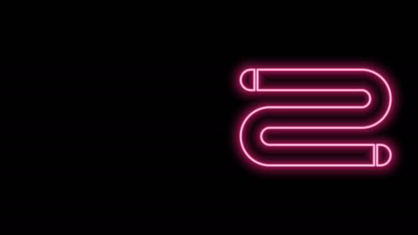 Gloeiende neon lijn Handdoek pictogram geïsoleerd op zwarte achtergrond. 4K Video motion grafische animatie — Stockvideo
