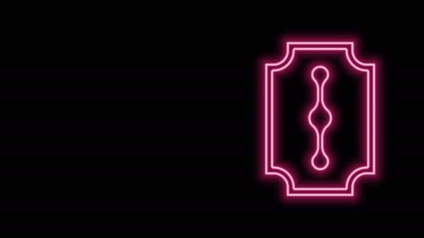 Linea al neon Lama icona rasoio isolato su sfondo nero. Animazione grafica 4K Video motion — Video Stock