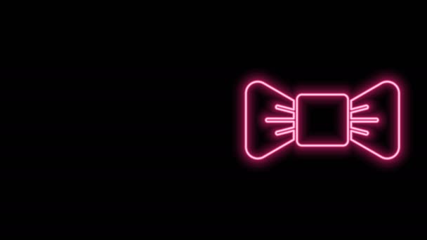 Linea neon incandescente Icona papillon isolata su sfondo nero. Animazione grafica 4K Video motion — Video Stock