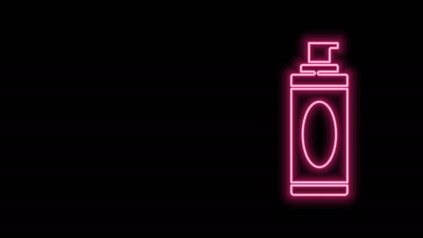 Glowing neon line Shaving gel foam icon isolated on black background. Shaving cream. 4K Video motion graphic animation — Stock Video