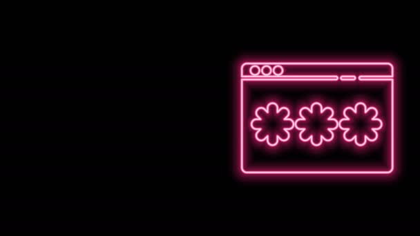 Linea neon luminosa Protezione password e icona di accesso di sicurezza isolata su sfondo nero. Sicurezza, protezione, protezione, privacy. Animazione grafica 4K Video motion — Video Stock