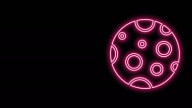 Parlayan neon hattı Ay simgesi siyah arkaplanda izole edildi. 4K Video hareketli grafik canlandırması