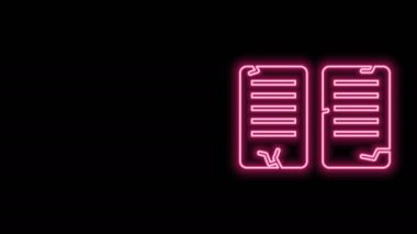 Parlayan neon hattı. Emirler simgesi siyah arkaplanda izole edildi. Tanrılar hukuku kavramı. 4K Video hareketli grafik canlandırması