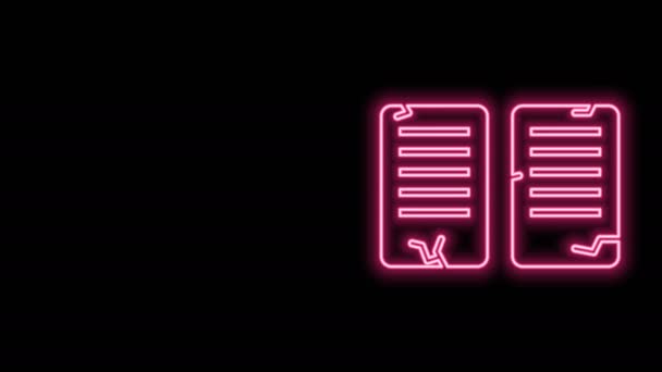 Glowing neon line The commandments icon isolated on black background. Gods law concept. 4K Video motion graphic animation — Stock Video