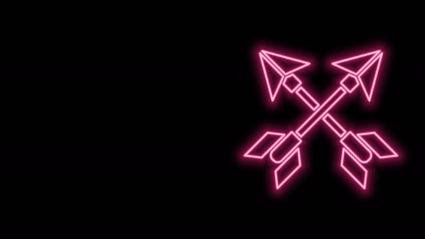 Glödande neon linje Korsade pilar ikonen isolerad på svart bakgrund. 4K Video motion grafisk animation — Stockvideo