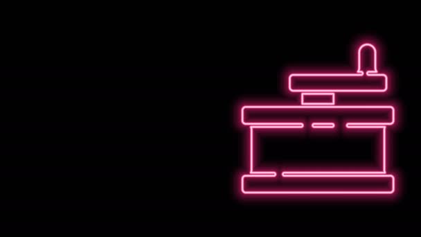 Zářící neonová čára Ruční bruska ikona izolované na černém pozadí. Grafická animace pohybu videa 4K — Stock video