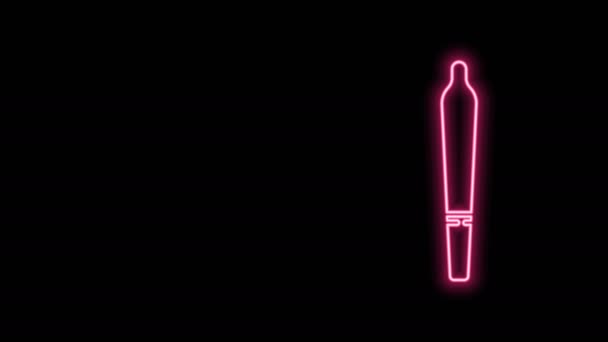 Linea neon incandescente Marijuana joint, icona a forma di spinello isolata su sfondo nero. Sigaretta con droga, sigarette di marijuana arrotolate. Animazione grafica 4K Video motion — Video Stock