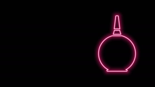 Ragyogó neon vonal Enema ikon elszigetelt fekete háttérrel. Enema műanyag véggel. Orvosi körte. 4K Videó mozgás grafikus animáció — Stock videók