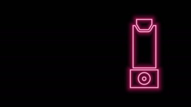 Parlayan neon çizgi solunum simgesi siyah arkaplanda izole edildi. Öksürük şurubu, solunum, alerjik hasta. 4K Video hareketli grafik canlandırması