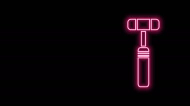 Parlayan neon hattı nöroloji refleks çekici simgesi siyah arkaplanda izole edildi. 4K Video hareketli grafik canlandırması