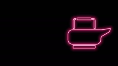 Parlayan neon hattı Bedpan simgesi siyah arkaplanda izole edildi. Yatalak hastalar için tuvalet. 4K Video hareketli grafik canlandırması