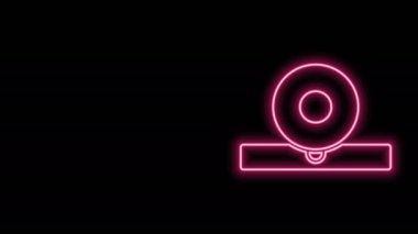 Parlayan neon hattı Otolaryngological baş yansıtıcı simgesi siyah arkaplanda izole edildi. Hastaların kulak, boğaz ve burun muayenesi için ekipman. 4K Video hareketli grafik canlandırması