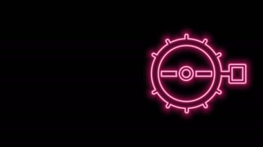 Parlayan neon hattı. Tuzak avı simgesi siyah arkaplanda izole edildi. 4K Video hareketli grafik canlandırması