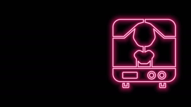 Glödande neon linje röntgen maskin ikon isolerad på svart bakgrund. 4K Video motion grafisk animation — Stockvideo