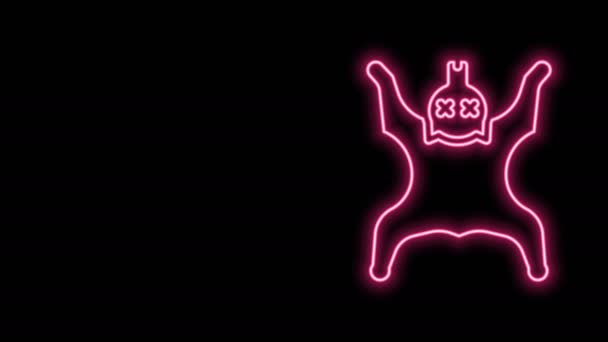 Linha de néon brilhante Ícone de pele de urso isolado no fundo preto. Animação gráfica em movimento de vídeo 4K — Vídeo de Stock