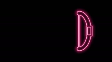 Parlayan neon hattı Bow simgesi siyah arkaplanda izole edildi. 4K Video hareketli grafik canlandırması