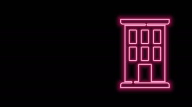 Parlayan neon hattı ev simgesi siyah arkaplanda izole edildi. Ev sembolü. 4K Video hareketli grafik canlandırması