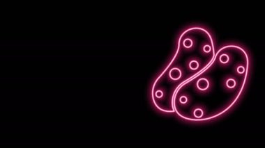 Parlayan neon hattı Patates simgesi siyah arkaplanda izole edildi. 4K Video hareketli grafik canlandırması
