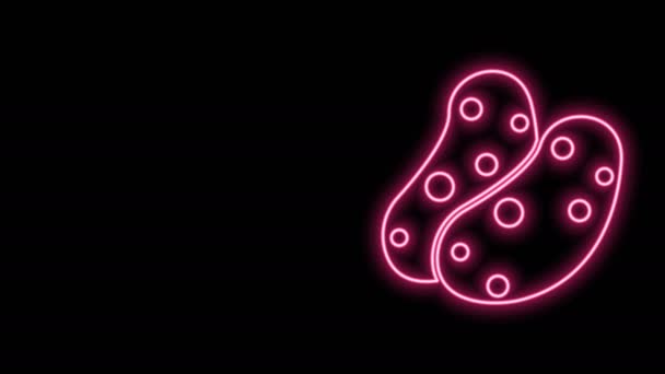 Gloeiende neon lijn Aardappel pictogram geïsoleerd op zwarte achtergrond. 4K Video motion grafische animatie — Stockvideo