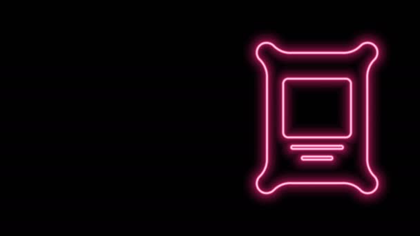 Świecąca neonowa ikona torby nawozowej izolowana na czarnym tle. 4K Animacja graficzna ruchu wideo — Wideo stockowe