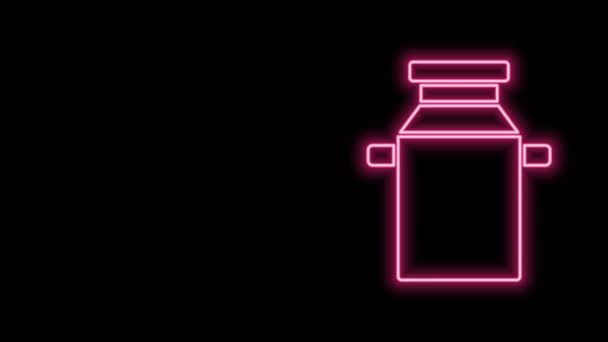 Linha de néon brilhante Pode recipiente para ícone de leite isolado no fundo preto. Animação gráfica em movimento de vídeo 4K — Vídeo de Stock