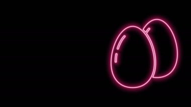 Parlayan neon hattı Tavuk Yumurtası simgesi siyah arka planda izole edildi. 4K Video hareketli grafik canlandırması