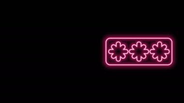 Parlayan neon hattı parola koruması ve siyah arkaplanda izole edilmiş güvenlik erişim simgesi. Güvenlik, güvenlik, koruma, gizlilik kavramı. 4K Video hareketli grafik canlandırması