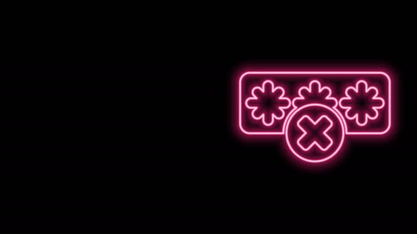 Glödande neon line Lösenordsskydd och säkerhet tillgång ikon isolerad på svart bakgrund. Säkerhet, skydd, integritetskoncept. 4K Video motion grafisk animation — Stockvideo