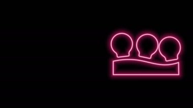 Parlayan neon hattı siyah arkaplanda izole edilmiş vakum kutuları simgesi. Yüz ve vücut için masaj kavanozları. Tıbbi antidepresan bardaklar. 4K Video hareketli grafik canlandırması