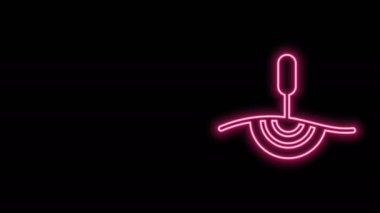 Parlayan neon hattı akupunktur terapisi ikonu siyah arka planda izole edildi. Çin ilacı. Holistik ağrı kontrol tedavileri. 4K Video hareketli grafik canlandırması
